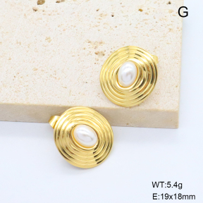 6E3002805aajm-G038  316 Pin Resin Imitation Pearls  Stainless Steel Earrings