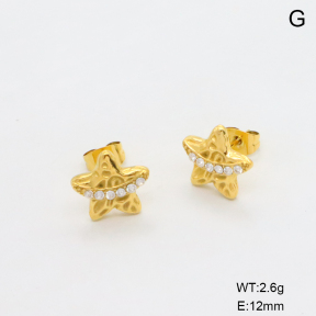 6E4004655bhbo-G034  316 SS 18K PVD Czech Stones,Handmade Polished  Stainless Steel Earrings