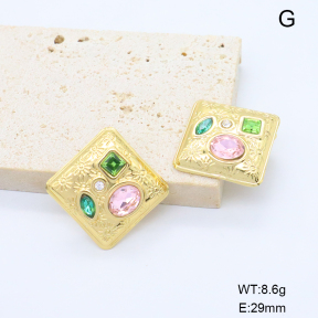 6E4004665bblp-G038  316 Pin Czech Stones  Stainless Steel Earrings