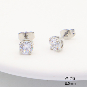 6E4004686aaji-G029  316 Pin Zircon  Stainless Steel Earrings