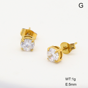 6E4004687aajp-G029  316 Pin 18K PVD Zircon  Stainless Steel Earrings