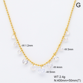 6N4004612bhva-908  Zircon  Stainless Steel Necklace