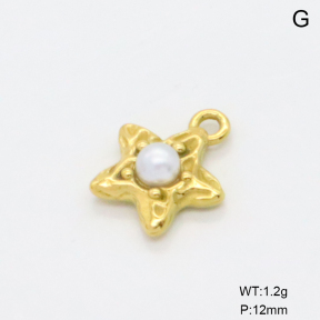 6P3000370ablh-G034  316 SS 18K PVD Resin Imitation Pearls,Handmade Polished  Stainless Steel Pendant