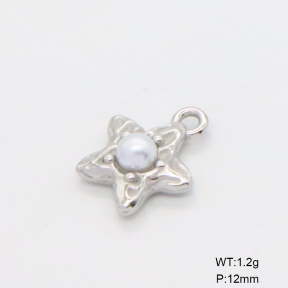 6P3000371aakj-G034  316 SS Resin Imitation Pearls,Handmade Polished  Stainless Steel Pendant