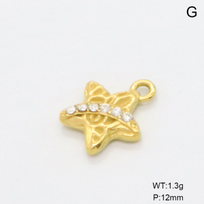 6P4000565ablh-G034  316 SS 18K PVD Czech Stones,Handmade Polished  Stainless Steel Pendant