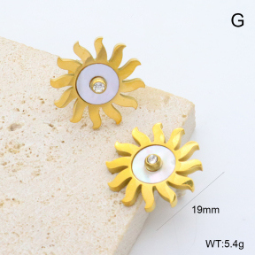 GEE002893bhia-066  316 Pin 18K PVD Shell & Czech Stones,Handmade Polished  Stainless Steel Earrings  BC26010070E-WE