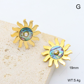 GEE002894bhia-066  316 Pin 18K PVD Abalone Shell & Czech Stones,Handmade Polished  Stainless Steel Earrings  BC26010070E-AE