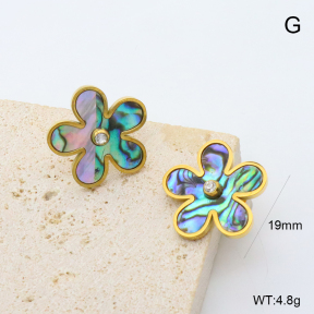 GEE002895bhia-066  316 Pin 18K PVD Abalone Shell & Czech Stones,Handmade Polished  Stainless Steel Earrings  BC26010071E-AE