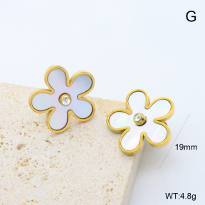 GEE002896bhia-066  316 Pin 18K PVD Shell & Czech Stones,Handmade Polished  Stainless Steel Earrings  BC26010071E-WE