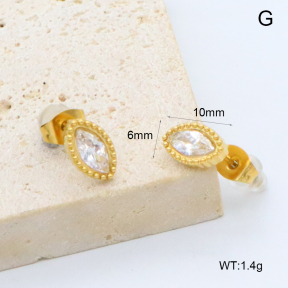 GEE002916vbnb-066  316 Pin 18K PVD Zircon,Handmade Polished  Stainless Steel Earrings  BC26030101E