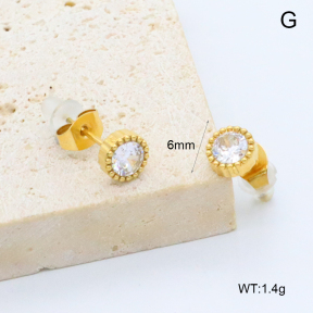 GEE002917vbnb-066  316 Pin 18K PVD Zircon,Handmade Polished  Stainless Steel Earrings  BC26030103E