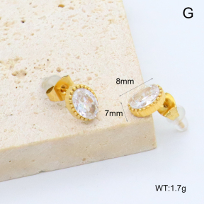 GEE002919vbnb-066  316 Pin 18K PVD Zircon,Handmade Polished  Stainless Steel Earrings  BC26030102E