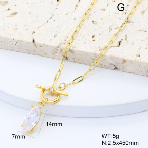 GEN002256vhkb-066  18K PVD Czech Stones & Zircon,Handmade Polished  Stainless Steel Necklace