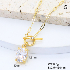 GEN002257vhkb-066  18K PVD Czech Stones & Zircon,Handmade Polished  Stainless Steel Necklace