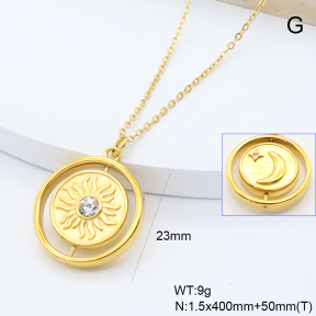 GEN002287bhia-066  18K PVD Czech Stones,Handmade Polished  Stainless Steel Necklace