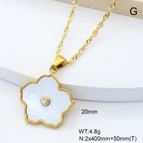 GEN002291bhva-066  18K PVD Shell & Czech Stones,Handmade Polished  Stainless Steel Necklace