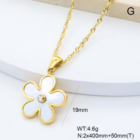 GEN002293bhva-066  18K PVD Shell & Czech Stones,Handmade Polished  Stainless Steel Necklace