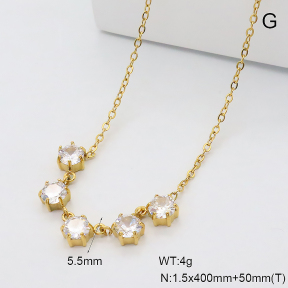 GEN002313bhia-066  18K PVD Zircon,Handmade Polished  Stainless Steel Necklace