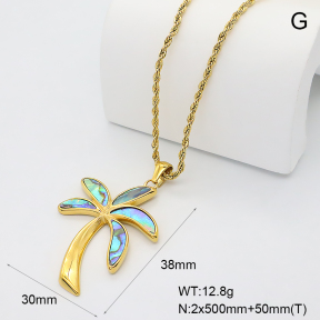 GEN002366bhia-066  18K PVD Abalone Shell,Handmade Polished  Stainless Steel Necklace