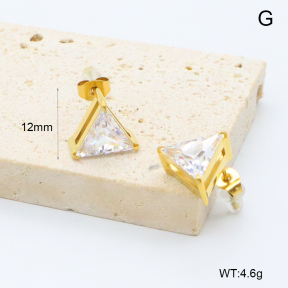 GEE002941bhva-066  316 Pin 18K PVD Zircon,Handmade Polished  Stainless Steel Earrings  BC26030137E-WT