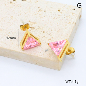 GEE002942bhva-066  316 Pin 18K PVD Zircon,Handmade Polished  Stainless Steel Earrings  BC26030137E-PK