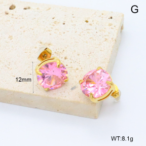 GEE002944bhva-066  316 Pin 18K PVD Zircon,Handmade Polished  Stainless Steel Earrings  BC26030138E-PK