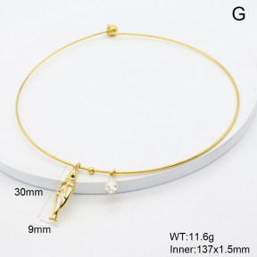 GEN002280aivb-066  18K PVD Shell & Czech Stones & Zircon,Handmade Polished  Stainless Steel Necklace  BC26010015N-2-WT