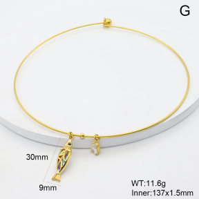 GEN002281aivb-066  18K PVD Abalone Shell & Czech Stones & Zircon,Handmade Polished  Stainless Steel Necklace  BC26010015N-2-AE