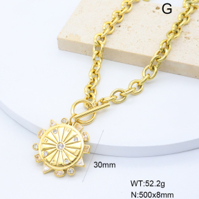 GEN002282vhmv-066  18K PVD Czech Stones & Zircon,Handmade Polished  Stainless Steel Necklace  BC25010013N