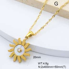 GEN002295bhva-066  18K PVD Shell & Czech Stones,Handmade Polished  Stainless Steel Necklace  BC26010070N-WE