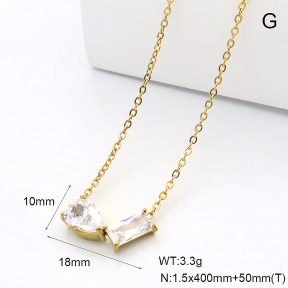 GEN002316bhva-066  18K PVD Zircon,Handmade Polished  Stainless Steel Necklace  BC26030095