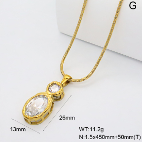 GEN002370bhia-066  18K PVD Zircon,Handmade Polished  Stainless Steel Necklace  BC25120549N-WT