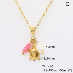 6N4004705abol-908  Cultured Freshwater Pearls & Rhodochrosite  Stainless Steel Necklace