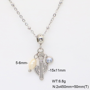 6N4004722abol-908  Cultured Freshwater Pearls  Stainless Steel Necklace