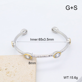 GEB000866vhov-066  18K PVD Zircon,Handmade Polished  Stainless Steel Bangle  BC24070378B-WT-PS
