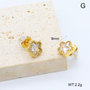 GEE002920vbnb-066  316 Pin 18K PVD Zircon,Handmade Polished  Stainless Steel Earrings  BC26030117E