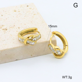 GEE002929bhia-066  316 Pin 18K PVD Zircon & Czech Stones,Handmade Polished  Stainless Steel Earrings  BC25110404E-WT
