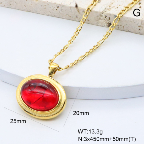 GEN002278bhia-066  18K PVD Agate,Handmade Polished  Stainless Steel Necklace  BC24120397N-RD