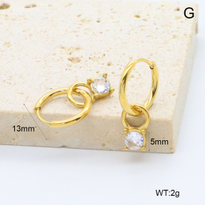 GEE002933bhva-066  316 Pin 18K PVD Zircon,Handmade Polished  Stainless Steel Earrings