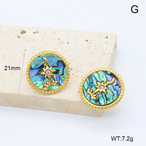 GEE002958bhia-066  316 Pin 18K PVD Abalone Shell & Czech Stones,Handmade Polished  Stainless Steel Earrings