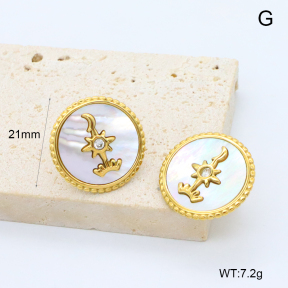 GEE002959bhia-066  316 Pin 18K PVD Shell & Czech Stones,Handmade Polished  Stainless Steel Earrings