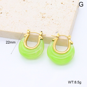 GEE002967bhia-066  316 Pin 18K PVD Resin,Handmade Polished  Stainless Steel Earrings  BC24080670E-GN-2