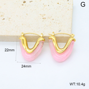 GEE002972bhia-066  316 Pin 18K PVD Resin,Handmade Polished  Stainless Steel Earrings