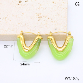 GEE002973bhia-066  316 Pin 18K PVD Resin,Handmade Polished  Stainless Steel Earrings