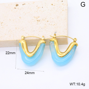 GEE002974bhia-066  316 Pin 18K PVD Resin,Handmade Polished  Stainless Steel Earrings