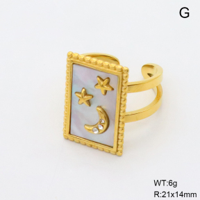 GER001514bhva-066  18K PVD Shell & Czech Stones,Handmade Polished  Stainless Steel Ring  BC26030099R-WE