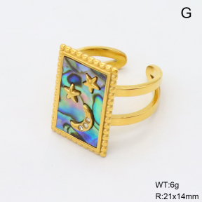 GER001515bhva-066  18K PVD Abalone Shell & Czech Stones,Handmade Polished  Stainless Steel Ring  BC26030099R-AE
