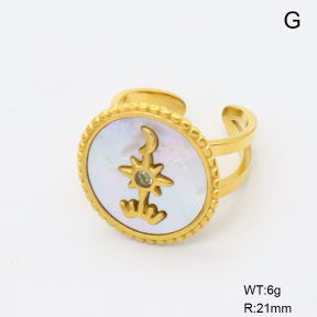 GER001516bhva-066  18K PVD Shell & Czech Stones,Handmade Polished  Stainless Steel Ring  BC26030094R-WE