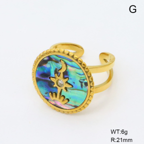 GER001517bhva-066  18K PVD Abalone Shell & Czech Stones,Handmade Polished  Stainless Steel Ring  BC26030094R-AE