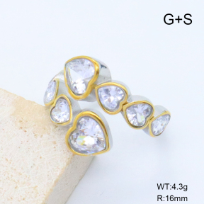 GER001523ahjb-066  18K PVD Zircon,Handmade Polished  Stainless Steel Ring  BC24070200R-PS